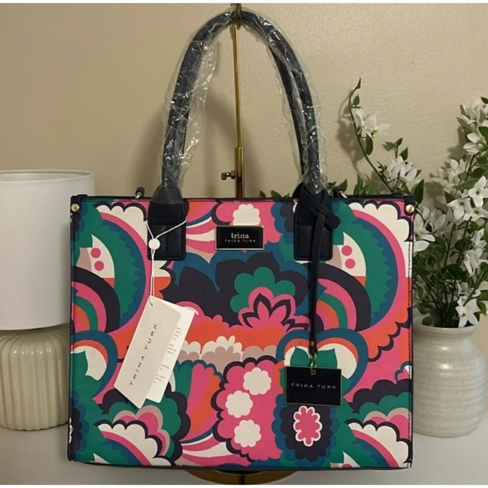 Trina by‎ Trina Turk Floral Tote NWT Satchel W/ Removable Shoulder Strap